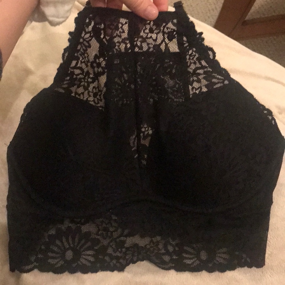 PINK black lace bralette